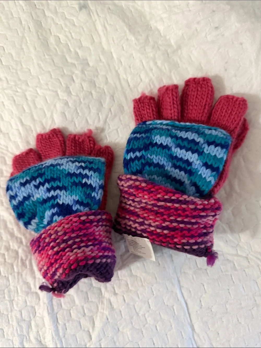 Y2k Convertible Fingerless Gloves with Detachable mitten - Pink & Purple